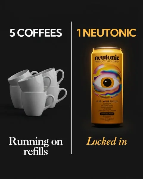 A library ad: 5 coffees versus 1 Neutonic